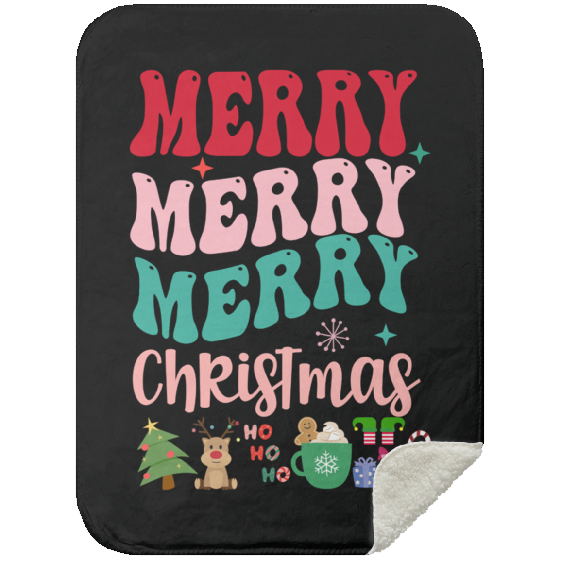 Black/White Sherpa Christmas Blanket 30x40 inches