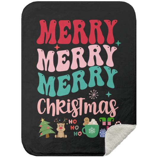 Black/White Sherpa Christmas Blanket 30x40 inches