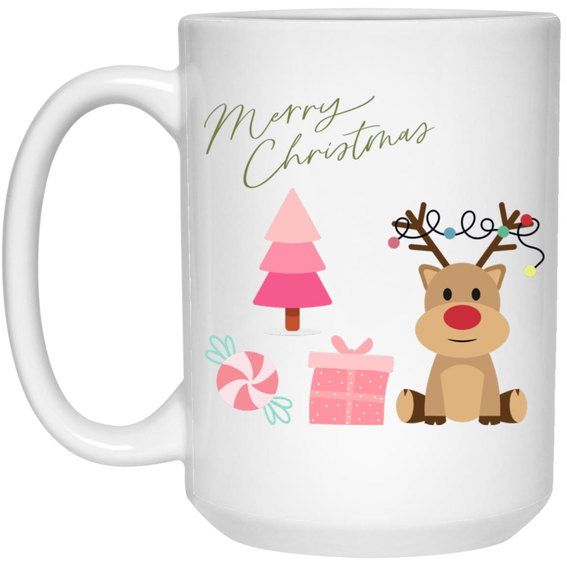 Pink Merry Christmas  15oz White Mug