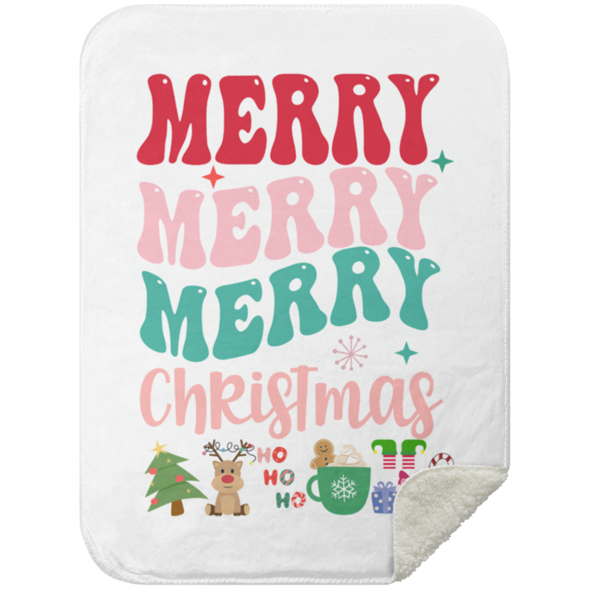 White Christmas Sherpa Blanket 30x40 inches