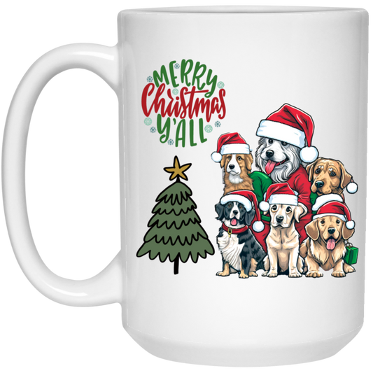 Dogs Christmas tree 15oz White Mug