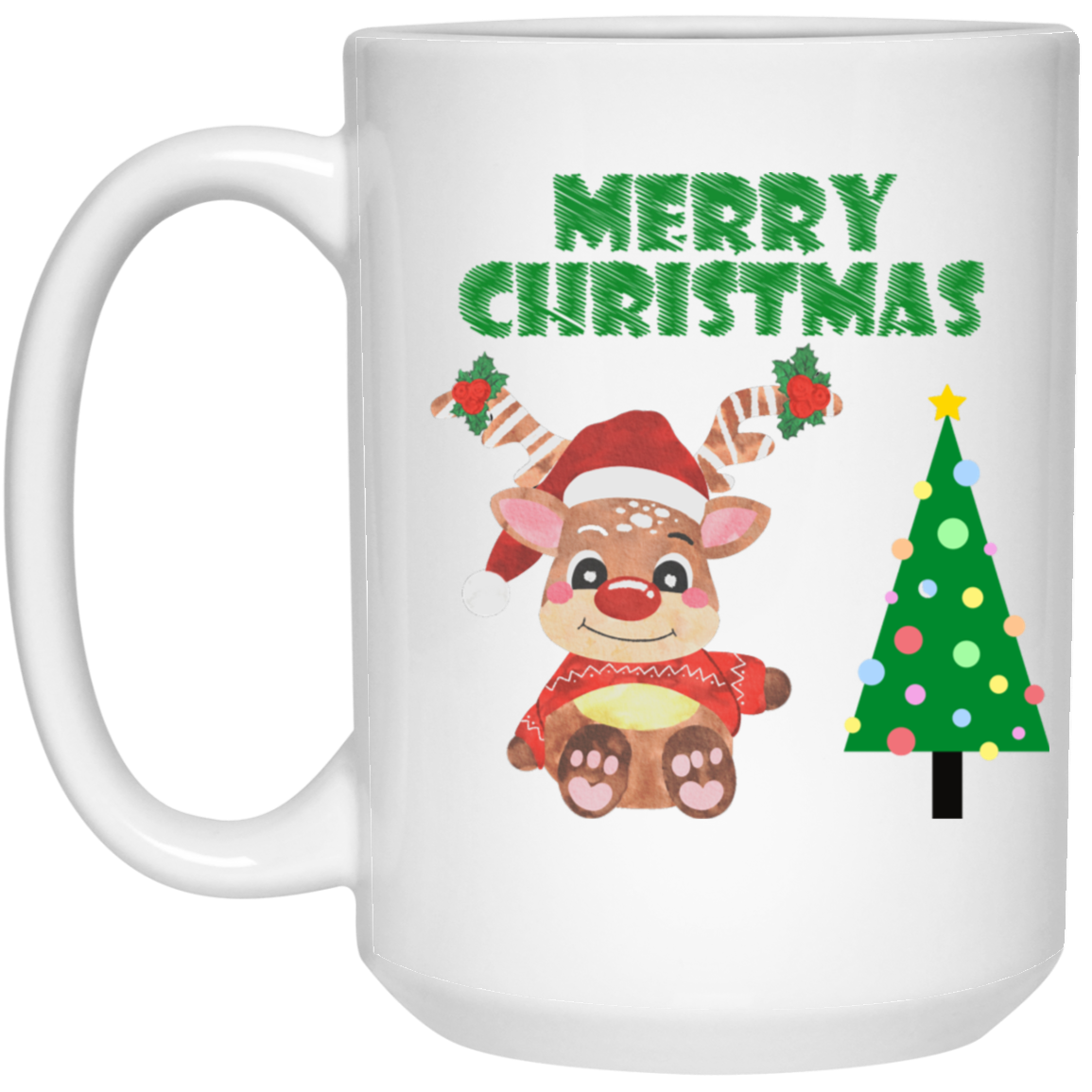 Merry Christmas Baby Deer 15oz White Mug