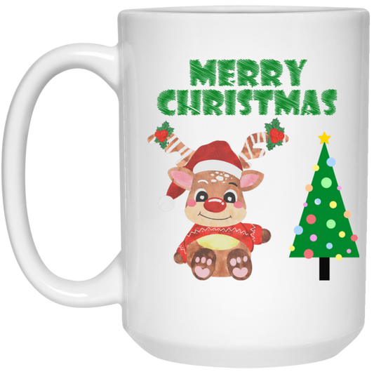 Merry Christmas Baby Deer 15oz White Mug